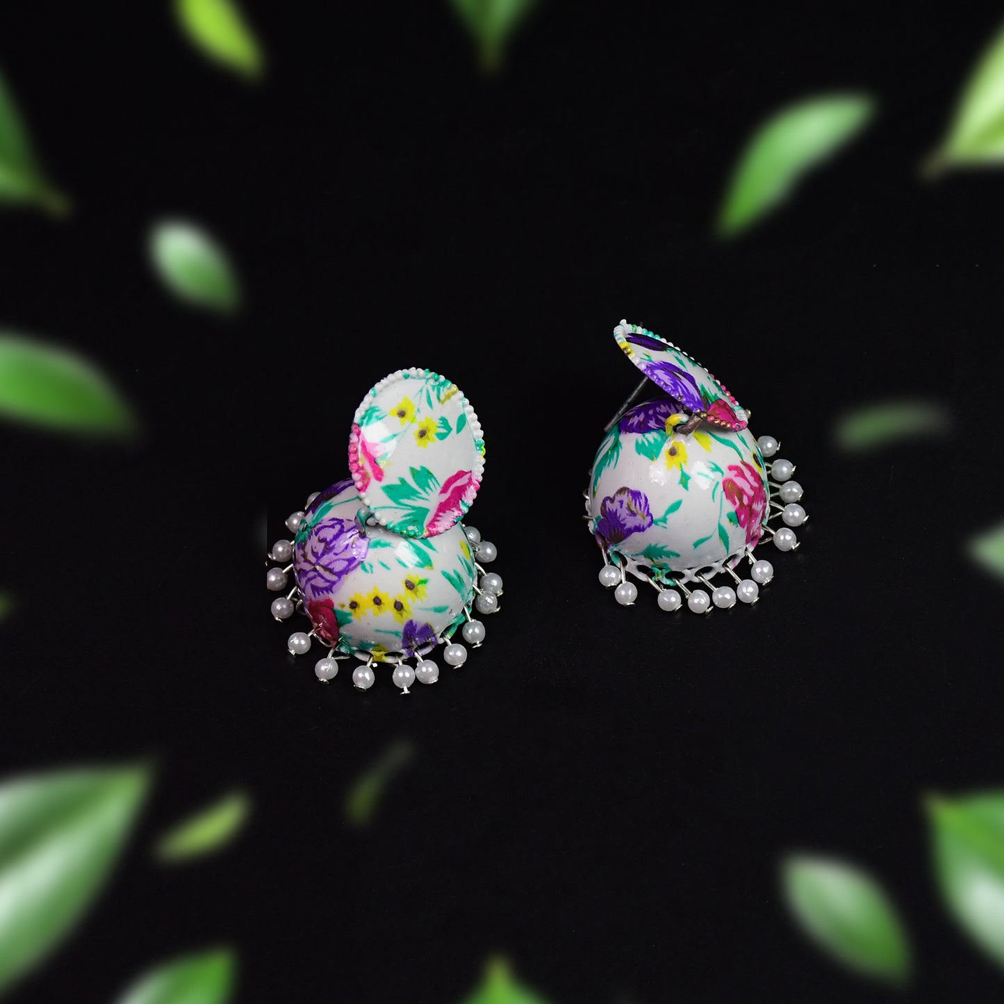 Jhumka Earrings Buti For Women Girls (1 Pair Mix Color Design)