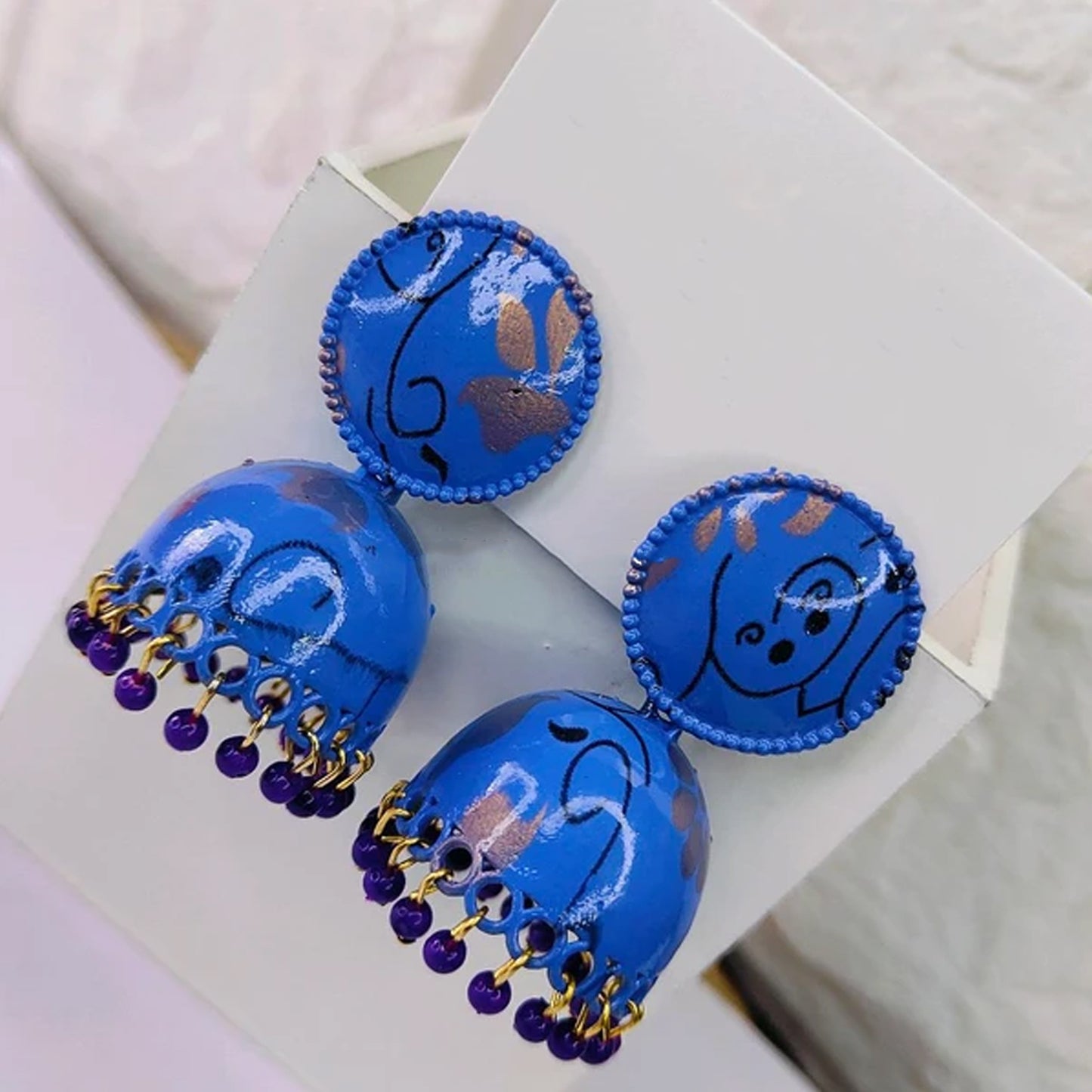 Jhumka Earrings Buti For Women Girls (1 Pair Mix Color Design)